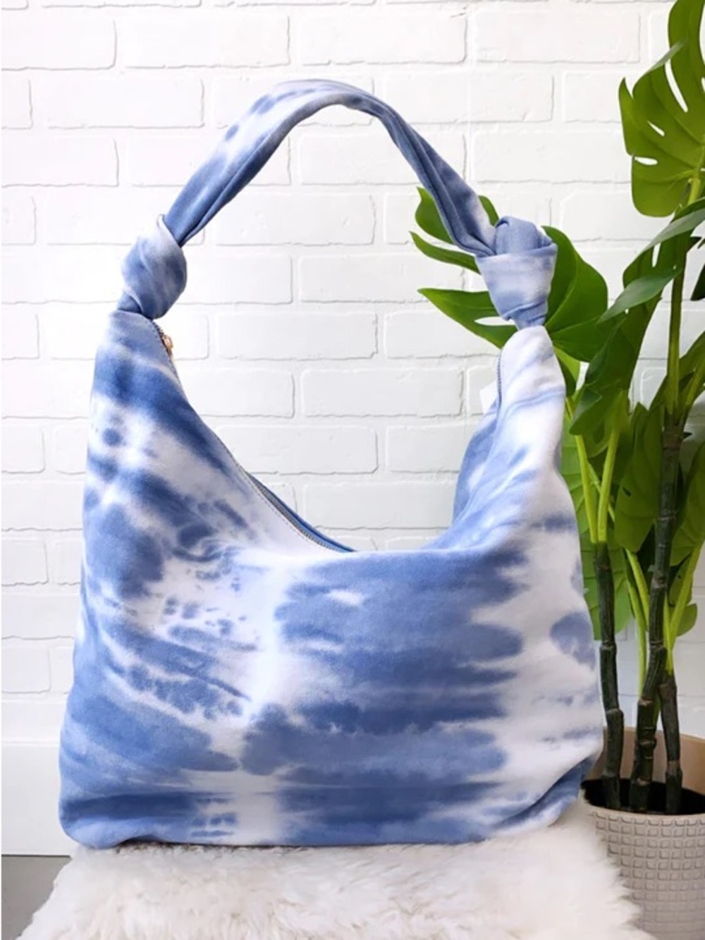 Blue Tie-Dye Shoulder Bag - Casual Women’s Hobo